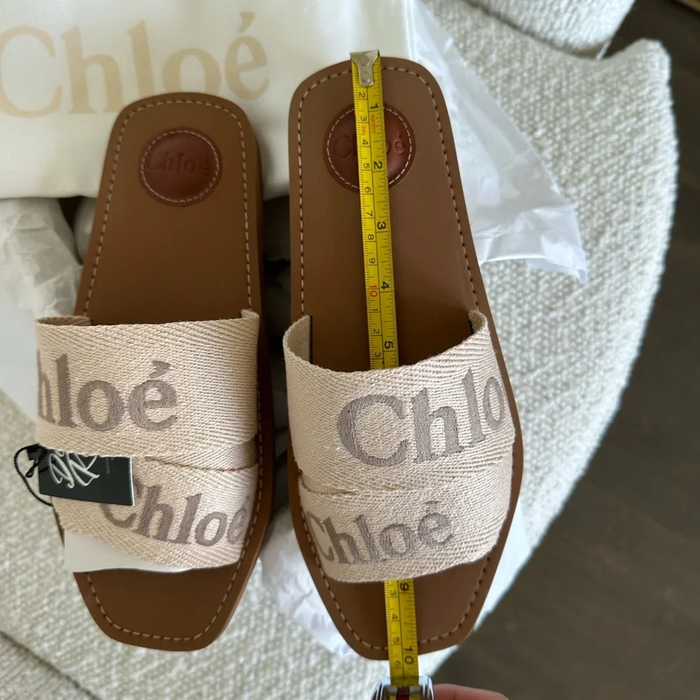 COPY - Chloe Women's Woody Logo Slide Sandals - Picture 12 of 12